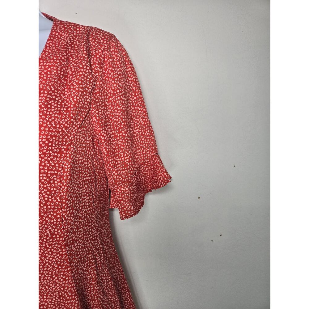 European Summer/90's vibes Lulus Women's Rust Red Print Button Up Dress. Size XS - Picture 10 of 13